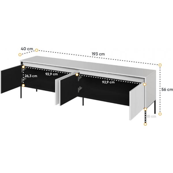 Banc média Trend L193 cm - Blanc/noir Banc média Trend L193 cm - Blanc/noir