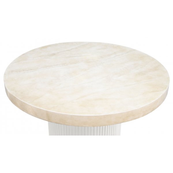 Matgrupp med 4 stolar och matbord Ø122 beige/teak - Merca/Saltö Matgrupp med 4 stolar och matbord Ø122 beige/teak - Merca/Saltö