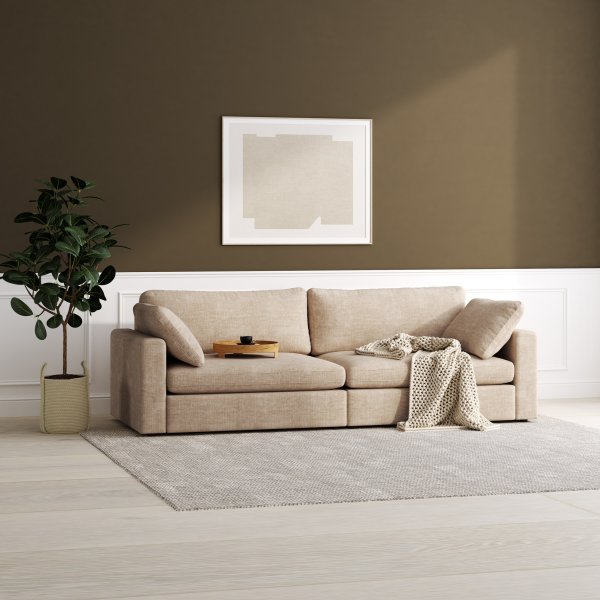 Moby 4-sits soffa 266 cm - Mrkbeige + Textilrengring fr mbler