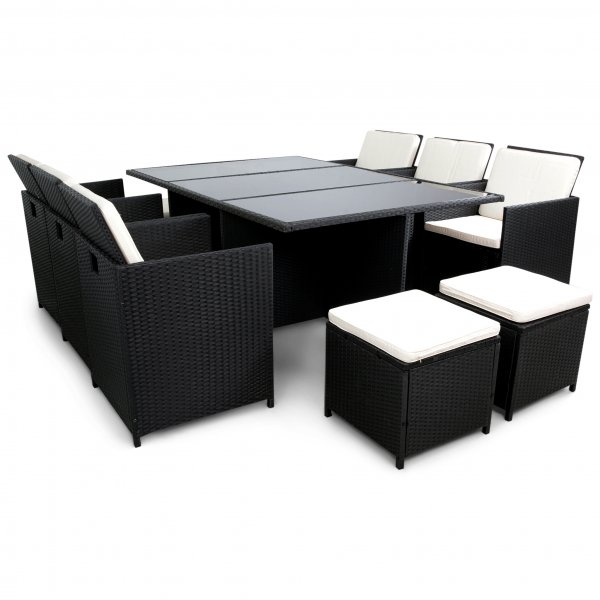 Utematgrupp Skärhamn bord med 10 sittplatser i Konstrotting Utematgrupp Skärhamn bord med 10 sittplatser i Konstrotting