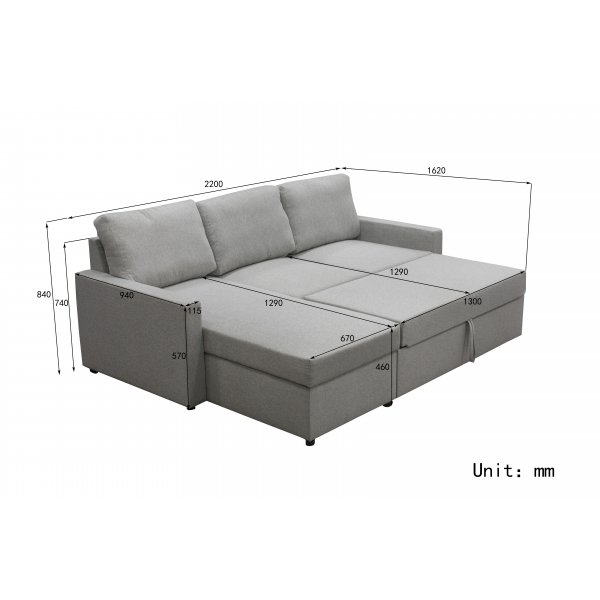 Bäddsoffa med förvaring 220 cm bred Bäddsoffa med förvaring 220 cm bred