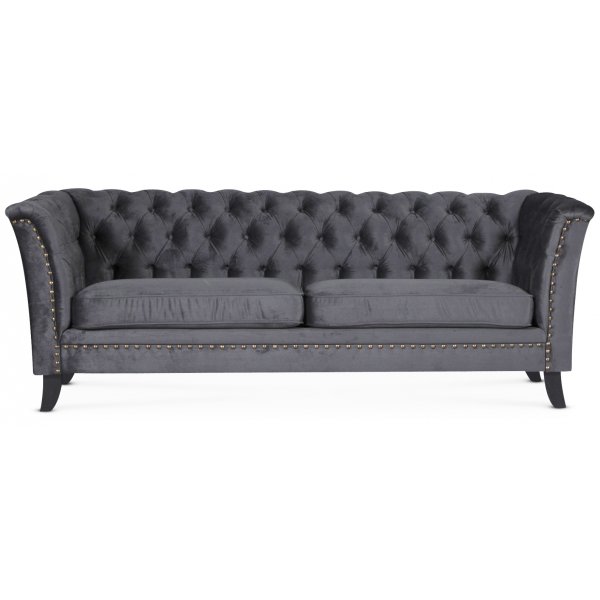 Chesterfield Liverpool 3-sits soffa - mrkgr sammet
