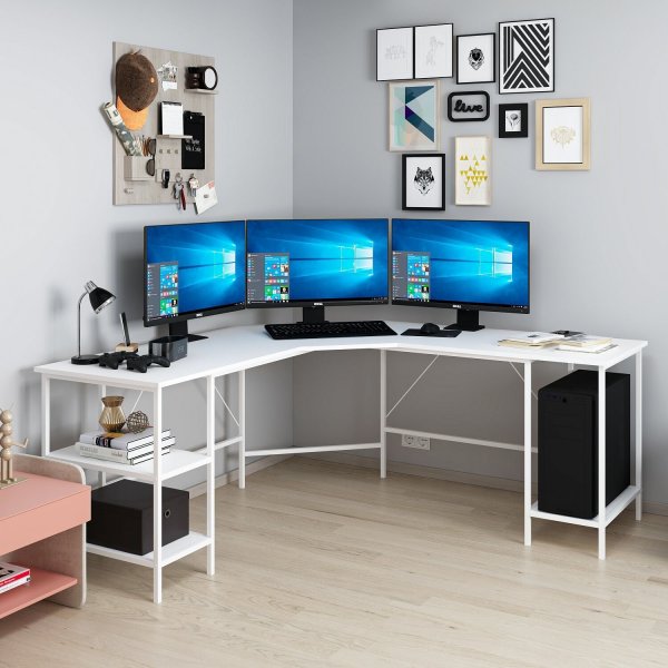 Bureau d'angle Power 180 x 60 cm - Blanc Bureau d'angle Power 180 x 60 cm - Blanc