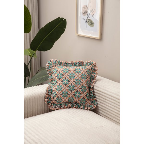 Firefly kuddfodral 43 x 43 cm - Beige/mörkgrön Firefly kuddfodral 43 x 43 cm - Beige/mörkgrön