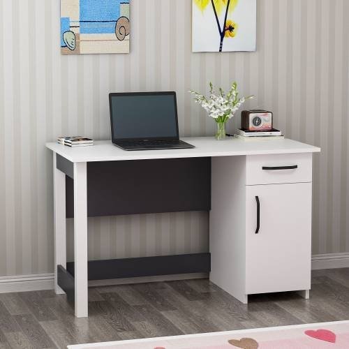 Natural skrivbord 120 x 60 cm - Vit/antracit