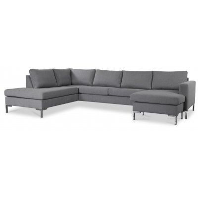 Nova U-soffa ljusgrtt tyg - Vnster + Mbelvrdskit fr textilier