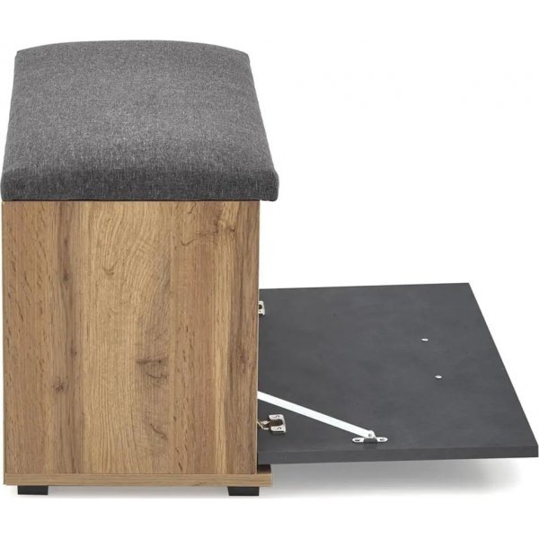 Meuble à chaussures Abdel avec siège - Gris/chêne wotan Meuble à chaussures Abdel avec siège - Gris/chêne wotan