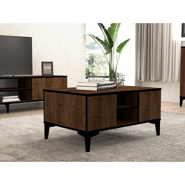 Table basse Gediz 90 x 90 cm - Noyer/noir