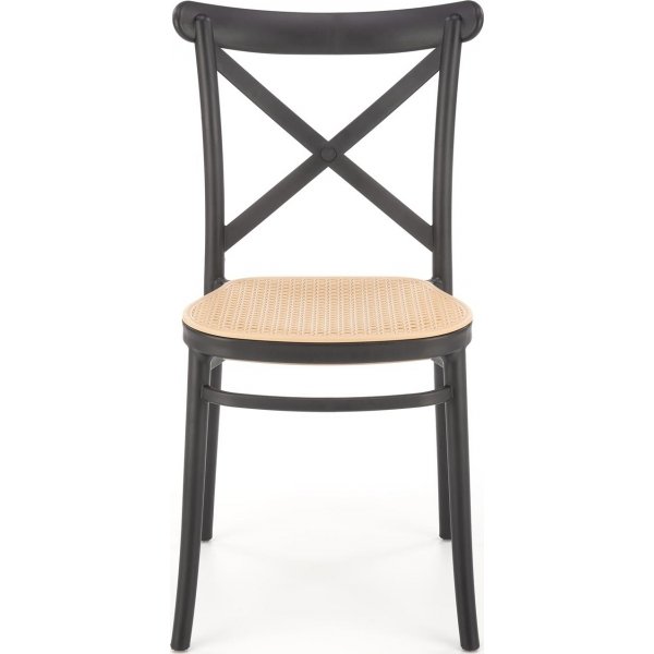 Chaise de salle  manger empilable Cadeira 512 - Noir/rotin