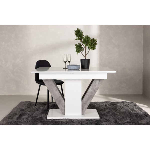 Table à manger Disa 120-160 x 80 cm - Gris/blanc Table à manger Disa 120-160 x 80 cm - Gris/blanc