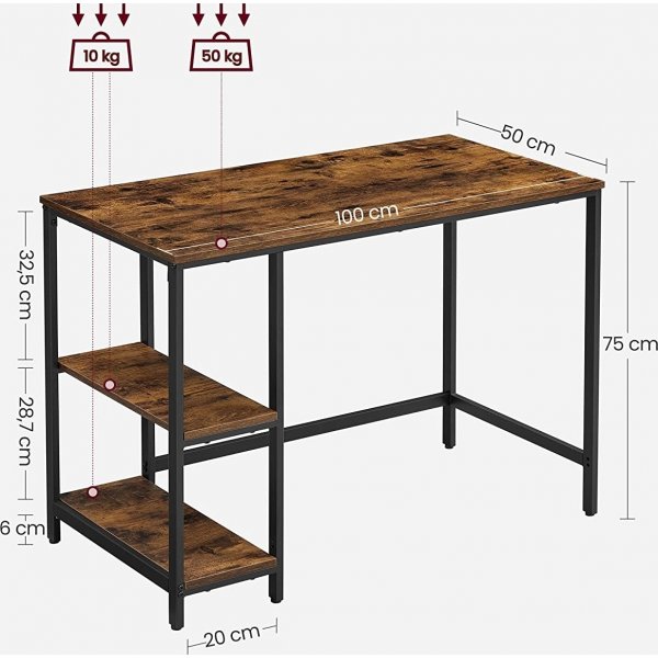 Bureau Osman 120 x 60 cm - Marron/noir Bureau Osman 120 x 60 cm - Marron/noir