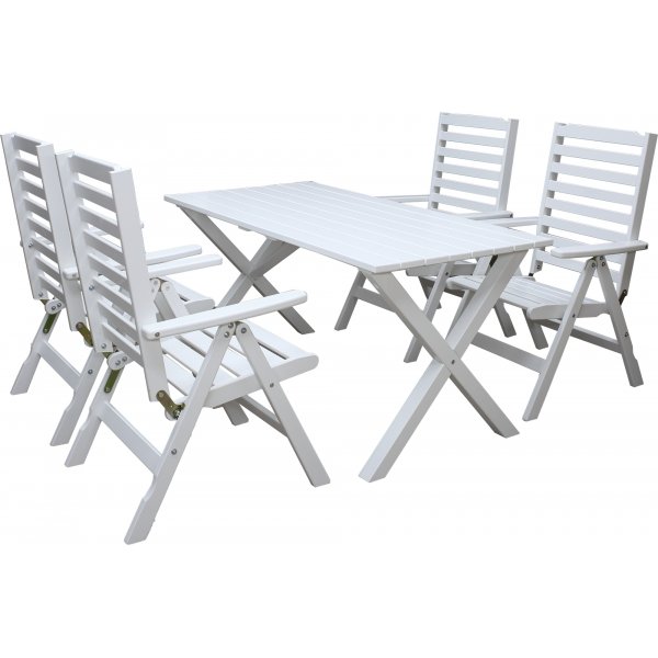 Table de groupe d'extrieur Scottsdale 150 cm avec 4 chaises Bstad - Blanc