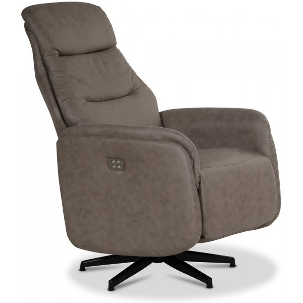 Comfort Saga (el) reclinerf�t�lj med inbyggt fotst�d - Gr�beige ecol�der