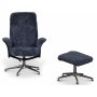Times frskinnsftlj med fotpall (Recliner) - Mrkgrtt frskinn + Mbeltassar