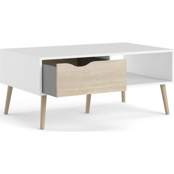 Oslo soffbord 99 x 39 cm - Vit/ek Oslo soffbord 99 x 39 cm - Vit/ek