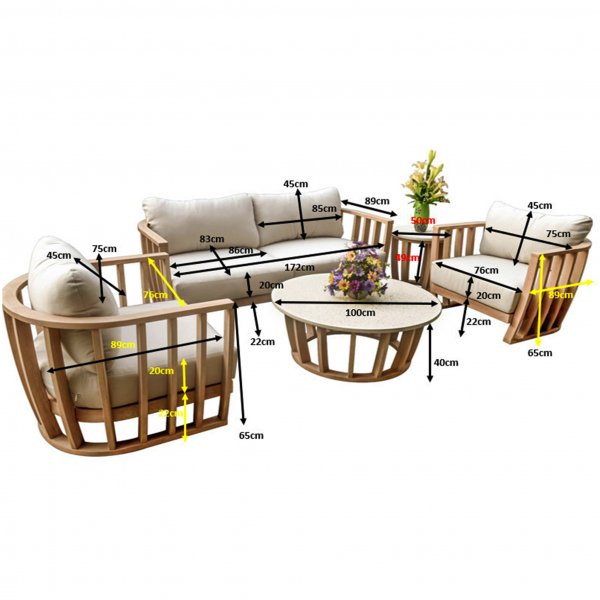 Loungegrupp Storvik i akacia & terrazzo-sten