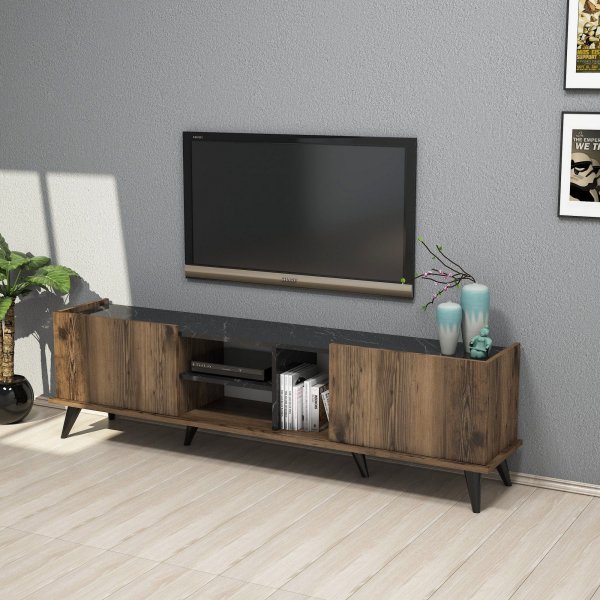 Elegant TV-bnk - Valnt/svart