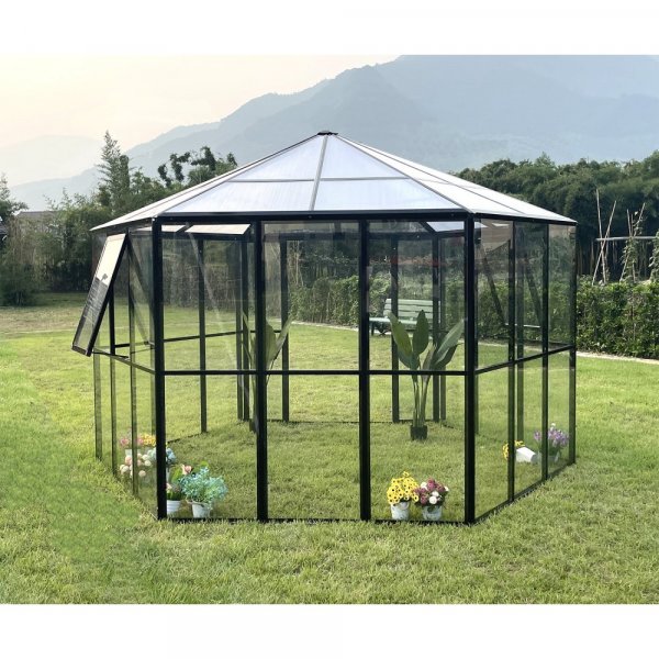 V�xthus Miranda med h�rdat glas - Svart 9,0 m� +