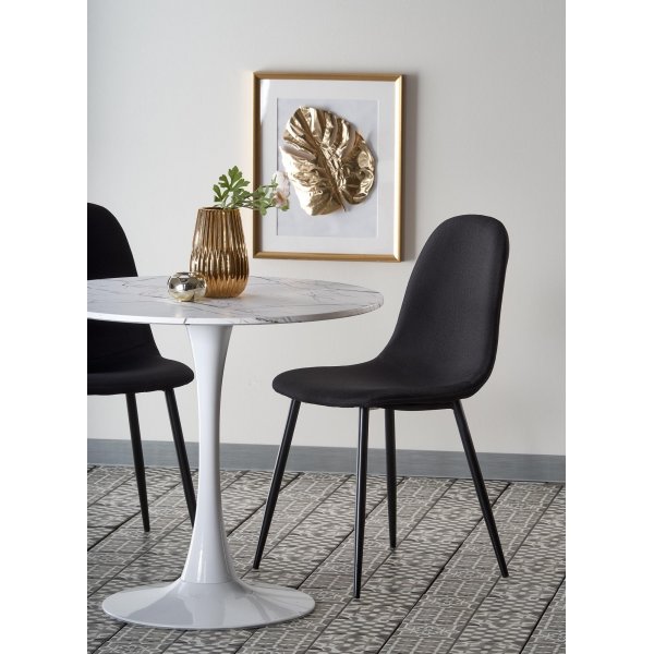 Denver ronde eettafel 80 cm - Wit marmerfineer