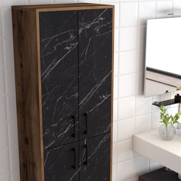 Cabinet Berlin - Noyer/marbre noir Cabinet Berlin - Noyer/marbre noir