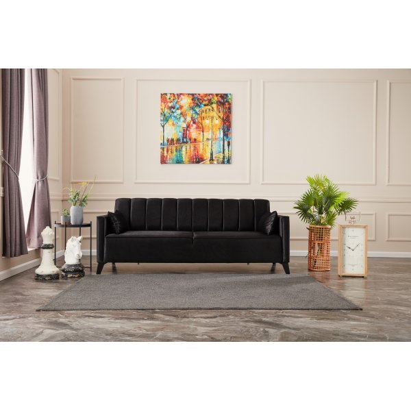 3-sits bäddsoffa - Svart 3-sits bäddsoffa - Svart