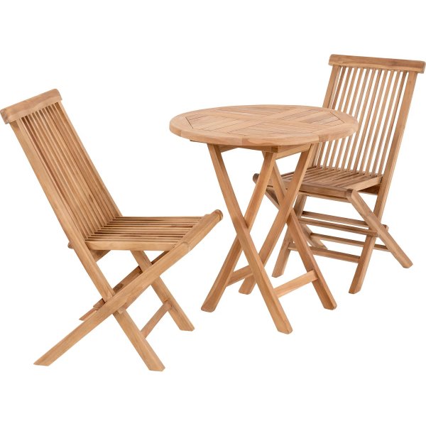 Ensemble de jardin Oviedo en teck; 2 chaises avec petite table Ensemble de jardin Oviedo en teck; 2 chaises avec petite table