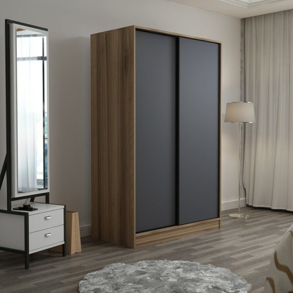 Kapusta kledingkast 120 cm - Antraciet/eiken Kapusta kledingkast 120 cm - Antraciet/eiken
