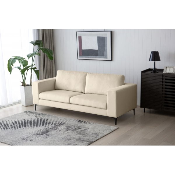 Aspen 3-sits soffa i beige sammet + Textilrengöring för möbler Aspen 3-sits soffa i beige sammet + Textilrengöring för möbler