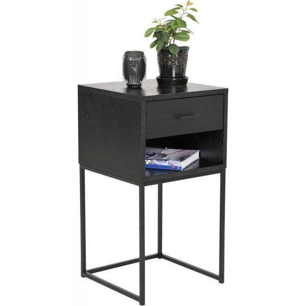 Domino sngbord med hylla - Svart askfaner