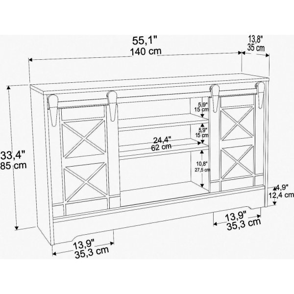 Nisay TV-bänk - Mörkgrå/vit Nisay TV-bänk - Mörkgrå/vit
