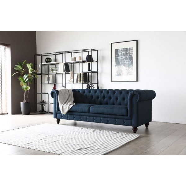 Bank 3-zits Chesterfield bank blauw - Herron Bank 3-zits Chesterfield bank blauw - Herron