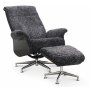 Relaxfauteuil met voetenbank in echt schapenvacht zwart/donkergrijs - Ulla + Vlekverwijderaar voor meubels