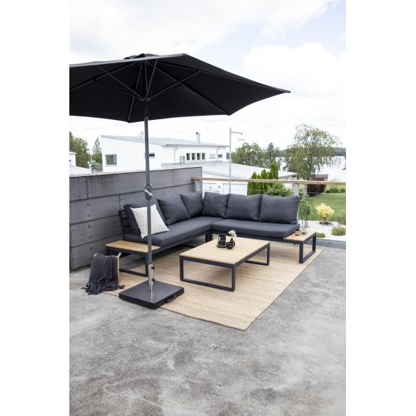 Ensemble salon Panama - Gris/noir/acacia Ensemble salon Panama - Gris/noir/acacia