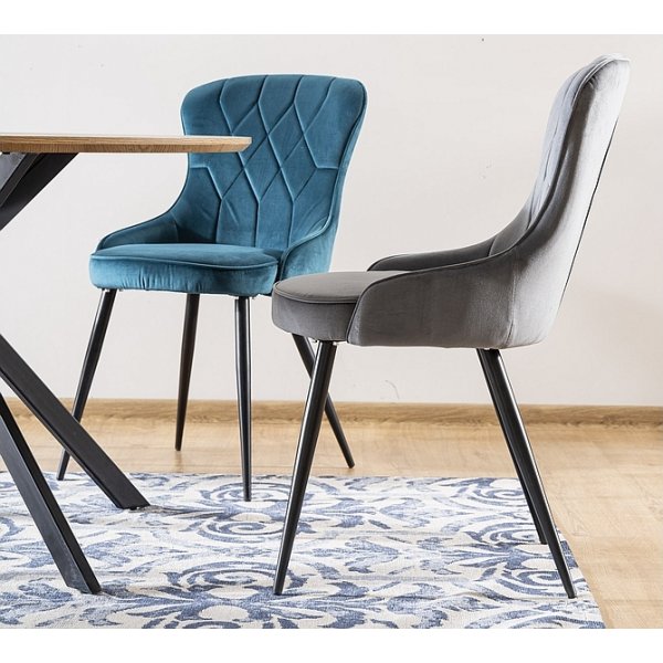 Chaise de salle à manger Lotus - Velours turquoise Chaise de salle à manger Lotus - Velours turquoise