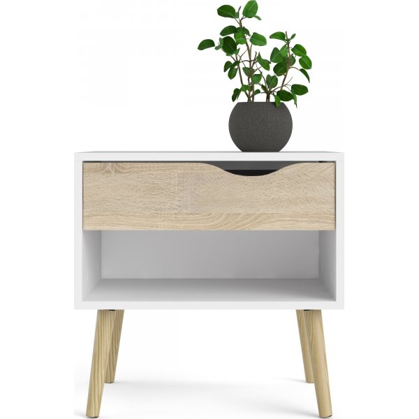 Oslo nachtkastje - Wit/eiken Oslo nachtkastje - Wit/eiken