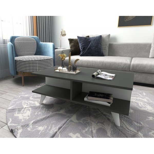 Isabell soffbord 90 x 50 cm - Vit/antracit Isabell soffbord 90 x 50 cm - Vit/antracit