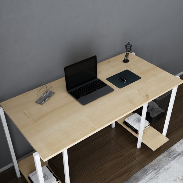 Academy skrivbord 125,2 x 60 cm - Vit/ek