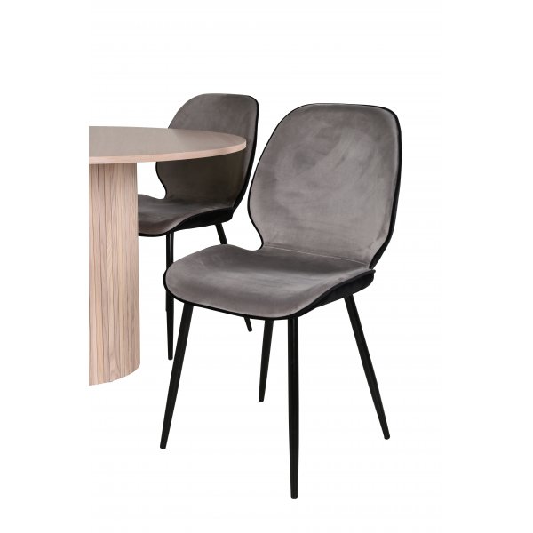 Bianca Matgrupp runt vitputsat matbord med 4 st Emma gr�/svart stolar