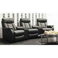 Cinema Chicago biosoffa med 3 recliner och hållare - Svart skinn Cinema Chicago biosoffa med 3 recliner och hållare - Svart skinn