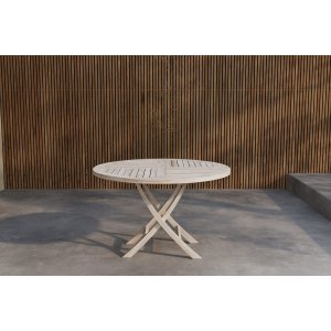 Matbord Kenya runt �120 cm - whitewash teak
