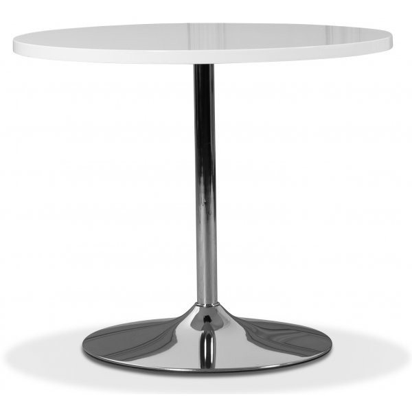 Tiana bord med kromad fot Ø90 cm - Vit (Högglans) / Krom Tiana bord med kromad fot Ø90 cm - Vit (Högglans) / Krom