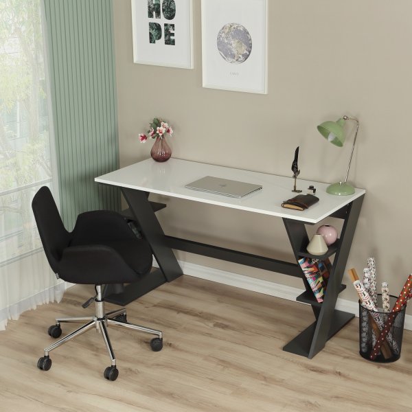 Lungo skrivbord 140 x 60 cm - Antracit/vit Lungo skrivbord 140 x 60 cm - Antracit/vit