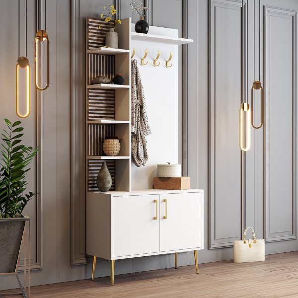 Viyana hallmöbel 90 cm - Vit/guld Viyana hallmöbel 90 cm - Vit/guld