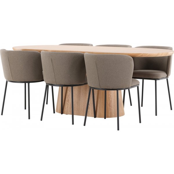 Matbord Stjrn med 6 st Edina stolar - Brun/svart + 4.00 x Mbeltassar