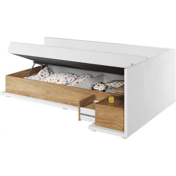 Simi bed rechts 90 x 200 cm - Wit/hickory Simi bed rechts 90 x 200 cm - Wit/hickory