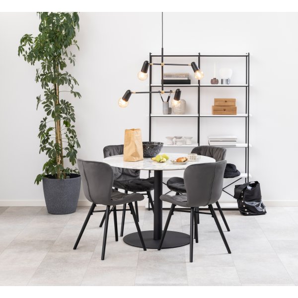 Corby eettafel 105 cm - Wit/zwart