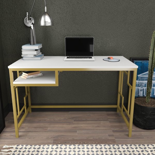 Bureau Kennesaw 120 x 60 cm - Or/blanc