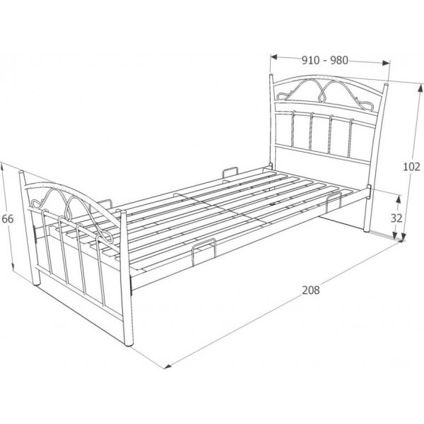Säng Yeadon 90x200 cm - Svart Säng Yeadon 90x200 cm - Svart
