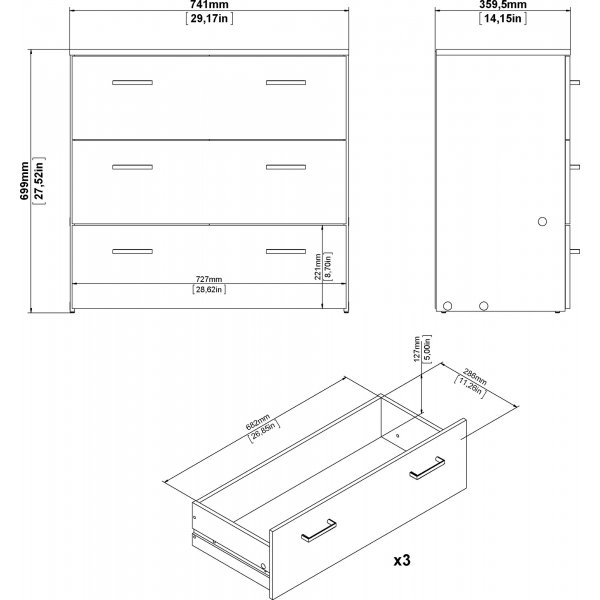 Space ladekast met 3 lades - Wit Space ladekast met 3 lades - Wit