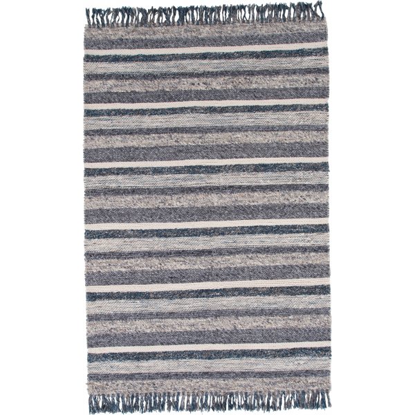 Teg wollen vloerkleed - Marineblauw/grijs Teg wollen vloerkleed - Marineblauw/grijs